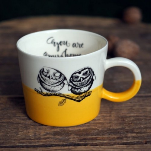 Ръчно изработена порцеланова чаша Art.E Handmade - Wow Owl