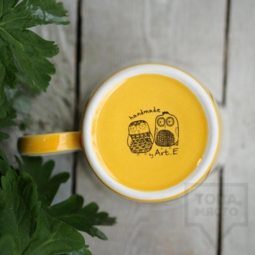 Ръчно изработена порцеланова чаша Art.E Handmade - Wow Owl