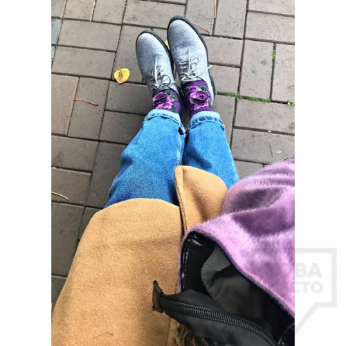 Дамски къси чорапи ArtLab - Purple Flower