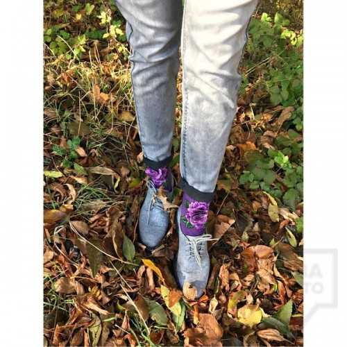 Дамски къси чорапи ArtLab - Purple Flower