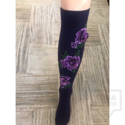 Дамски дълги чорапи ArtLab - Purple Roses