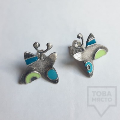 Silver earrings by Topreva - color butterflies