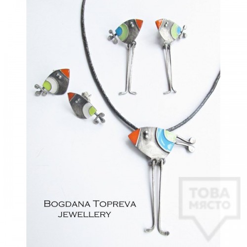 Silver earrings by Topreva - colorful chicks