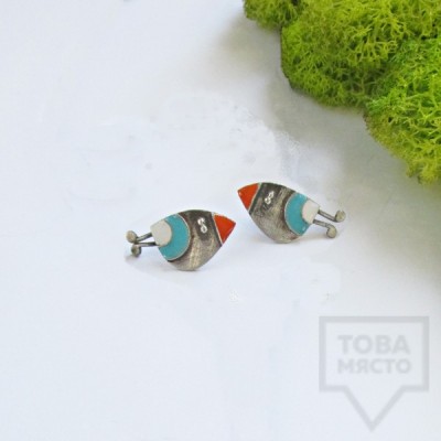 Silver earrings by Topreva - colorful chicks