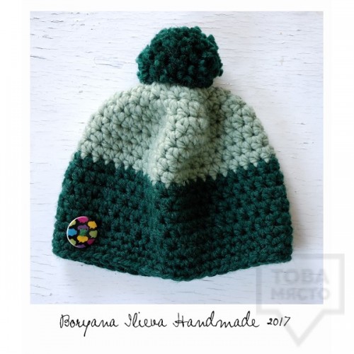 Плетена шапка Boryana Ilieva Handmade - зелена