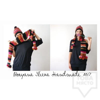 Плетени шапка и шал Boryana Ilieva Handmade - Цветът на есента