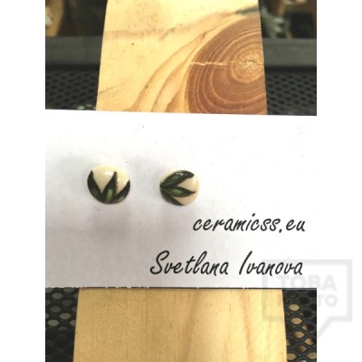 Designer earrings by CeramicsS- Green leafs
