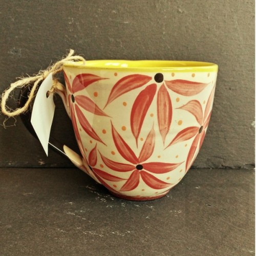 Ръчно изработена керамична чаша CeramicsS - Алени цветя