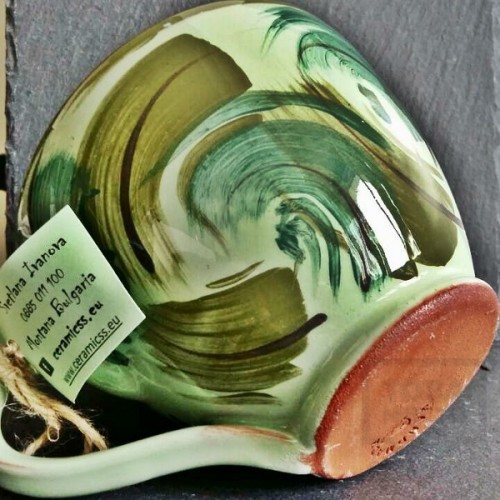 Handmade unique ceramic mug CeramicsS - Green element