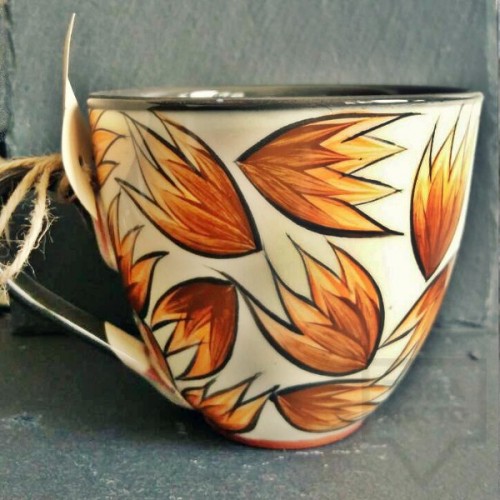 Handmade unique ceramic mug CeramicsS - Fiery Crocus