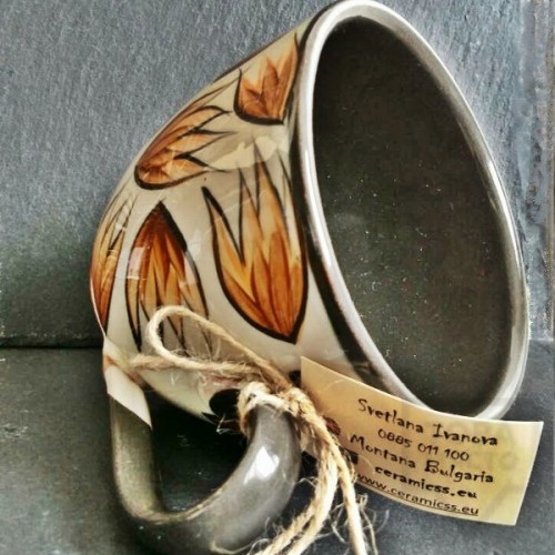 Handmade unique ceramic mug CeramicsS - Fiery Crocus