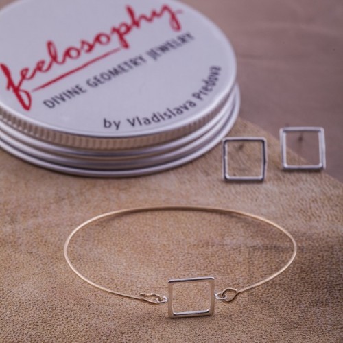 Silver bracelet Feelosophy - square