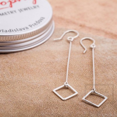 Silver long earrings Feelosophy Goldy - square