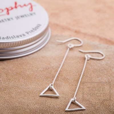 Silver long earrings Feelosophy Goldy - triangle