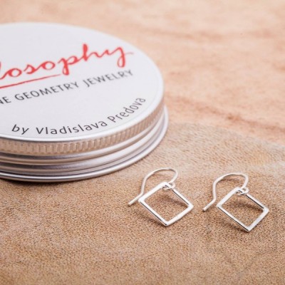 Silver earrings Feelosophy goldy - square