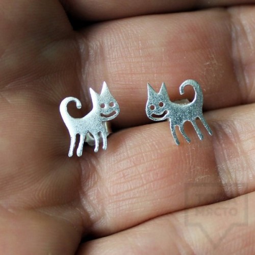 Ръчно изработени сребърни обеци Gargorock - котета
