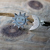 Сребърни обеци Gargorock - слънце и луна