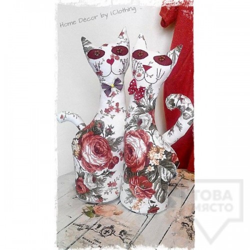 Декоративна ръчно изработена кукла I.CLOTHING - червена котка