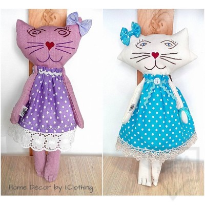 Декоративна ръчно изработена кукла I.Clothing - pink cat