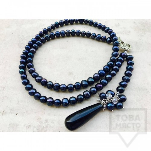 Ръчно изработено колие Jewellery by Emilya - сини перли