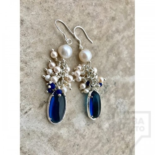 Ръчно изработени обеци Jewelry by Emiliya - Blue Quartz