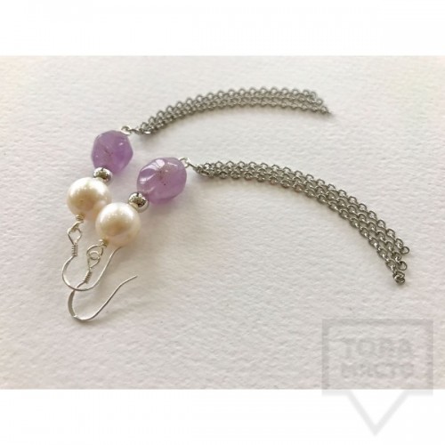 Ръчно изработени обеци Jewelry by Emiliya - Purple Pearl