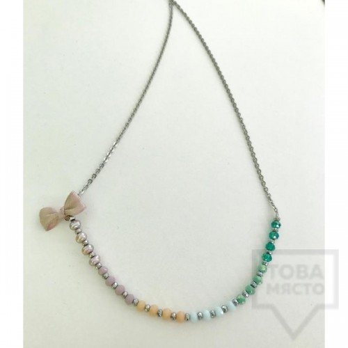 Handmade designer necklace Jewelry by Emilya-ribbon rainbow