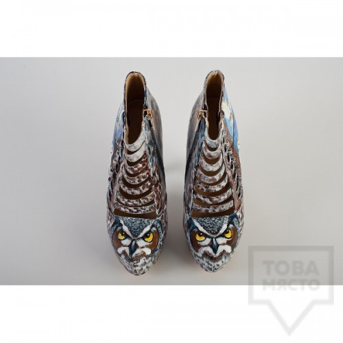 Дизайнерски дамски обувки Kareez Art Line - Бухал