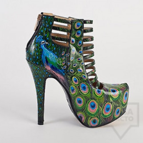 Дизайнерски дамски обувки Kareez Art Line - Паун