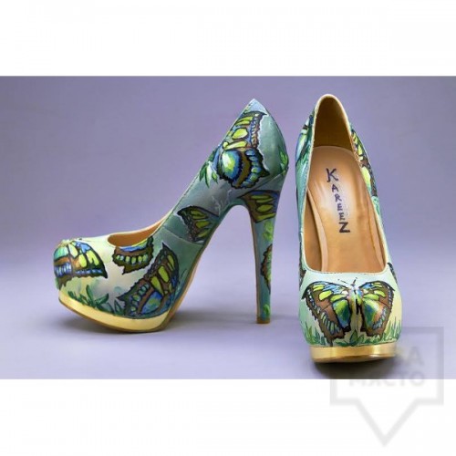 Дизайнерски дамски обувки Kareez Art Line - Пеперуди