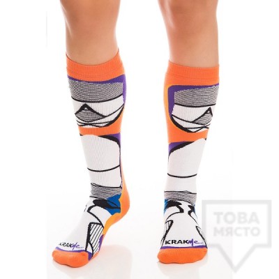 Мъжки дълги чорапи KrakMe - Orange Stripper