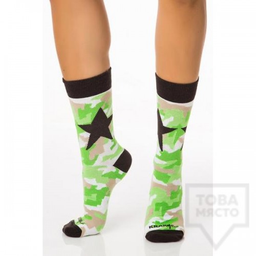 Дамски къси чорапи KrakMe - Military Star Green