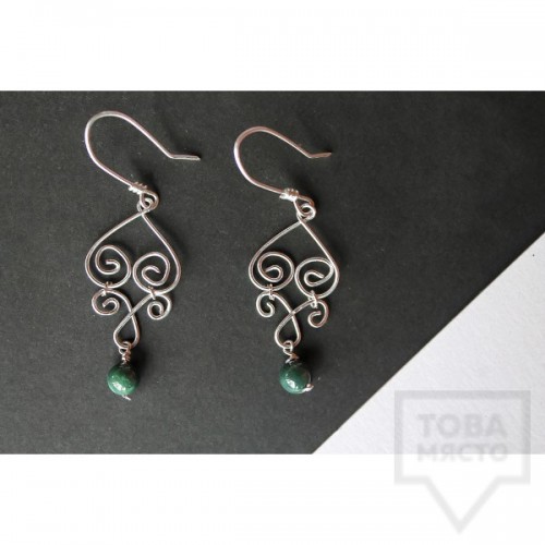 Дизайнерски обеци Nimeria Shop - Silver Knots Jade