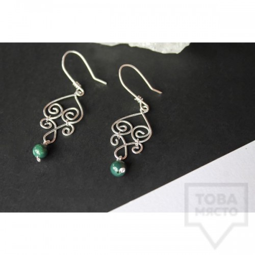 Дизайнерски обеци Nimeria Shop - Silver Knots Jade