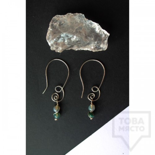 Дизайнерски обеци Nimeria Shop - Silver Knots jade wings