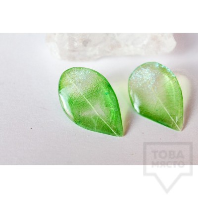 Дизайнерски обеци Nimeria Shop - Forest Raindrops - Green sparkle