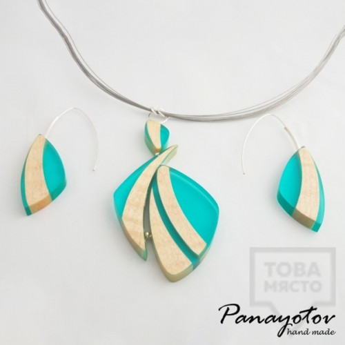 Дизайнерски обеци Panayotov Handmade - Blue Leaves
