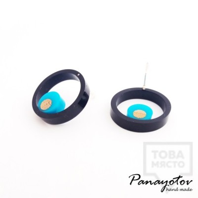 Дизайнерски обеци Panayotov Handmade - Black Circle