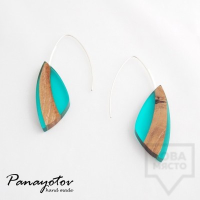 Дизайнерски обеци Panayotov Handmade - Blue Leaves