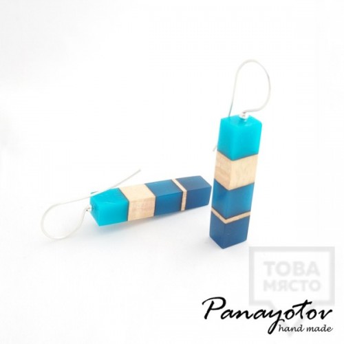 Дизайнерски обеци Panayotov Handmade - Blue Square