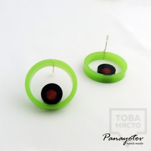 Дизайнерски обеци Panayotov Handmade - Green Circle
