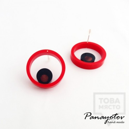 Дизайнерски обеци Panayotov Handmade - Red Circle