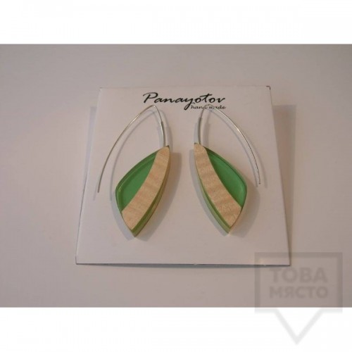 Дизайнерски обеци Panayotov Handmade - green leaves
