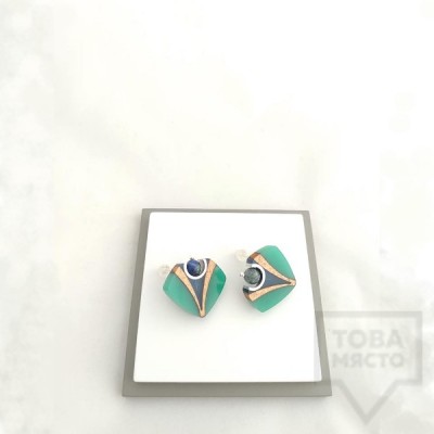 Women's earrings Panayotov - dragon eye green