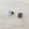 Асиметрични сребърни обеци Pin - оксидирано сребро 