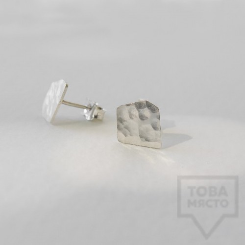 Асиметрични сребърни обеци Pin - сребристи