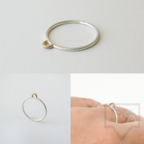 Сребърен пръстен Pin - със златен елемент 2 оксидиран