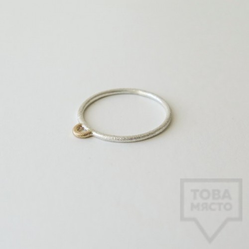Сребърен пръстен Pin - със златен елемент 2 сребрист 