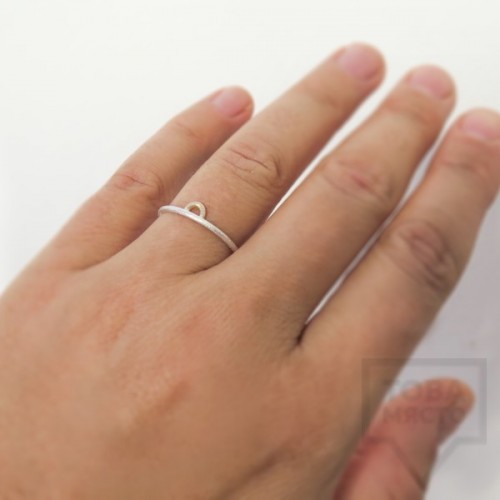 Сребърен пръстен Pin - със златен елемент 3 сребрист