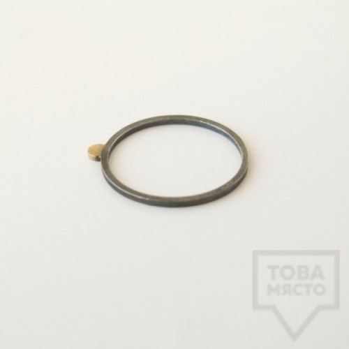 Сребърен пръстен Pin - със златен елемент 5 оксидиран 